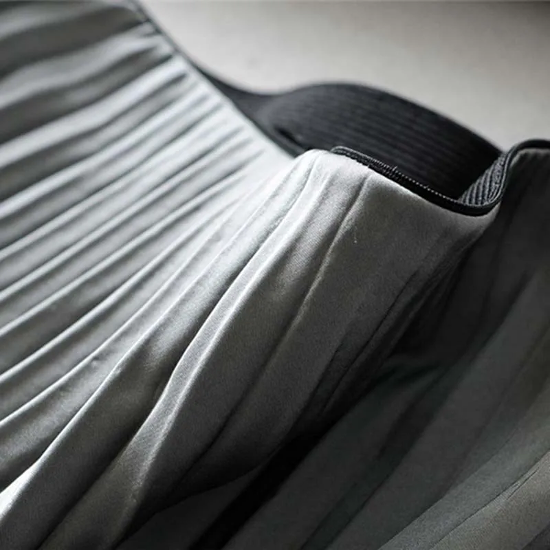 Fashion Lady Pleated Long Skirt Spring Loose Soild High Waist Length Skirt All-match Womens Party Casual Ankle-Length Skirts Fashion Lady Pleated Long Skirt Spring Loose Soild High Waist Length Skirt All-match Womens Party Casual Ankle-Length Skirts