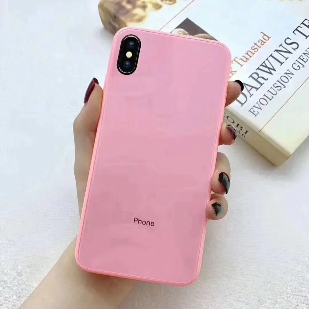 Милый чехол из закаленного стекла Macaron для iPhone X 11 Pro Чехол для Xs Max XR 8 Plus 7 6 защитная задняя крышка модный жесткий чехол