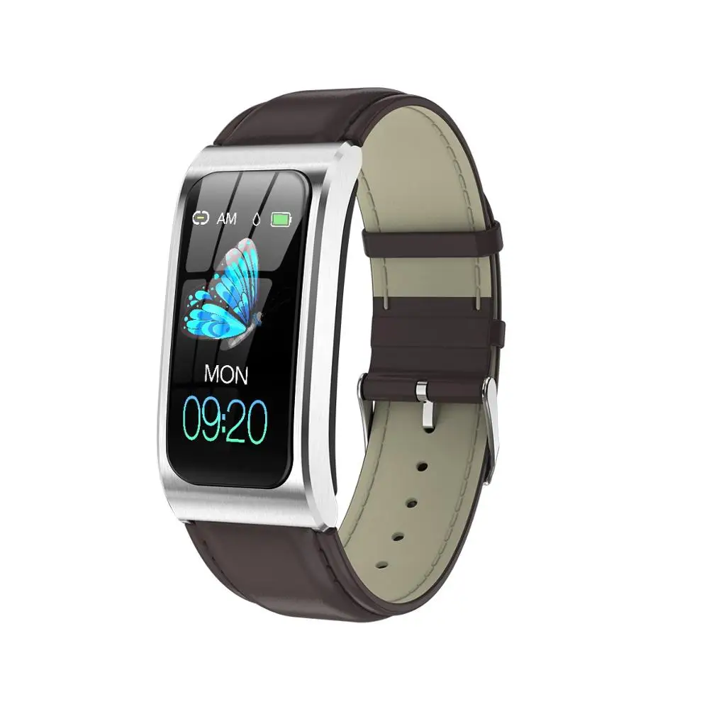 AK12 женские Смарт-часы 1,1" IP68 Водонепроницаемые часы с секундомером и будильником, фитнес-трекер, плавательные часы PK X3 S2 Android IOS - Цвет: leather silver