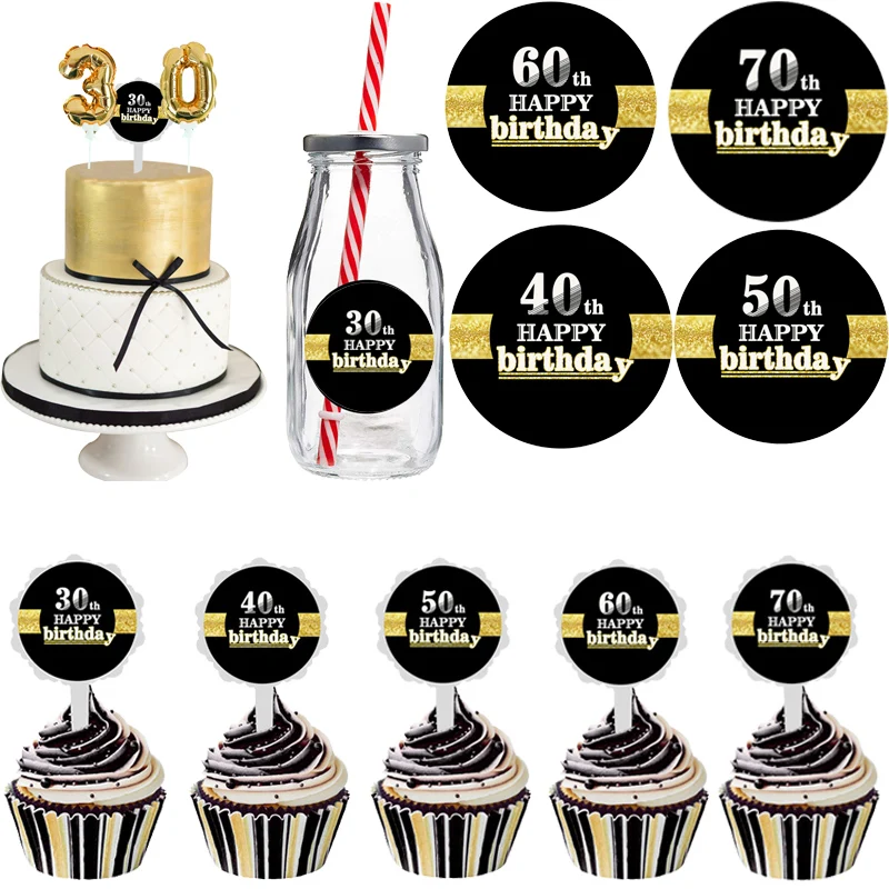 

WEIGAO 30th Birthday Party Cake Topper Cupcake Topper 30 Years Cake Topper 40 Cupcake Picks 50th Birthday Party Decoration Adult