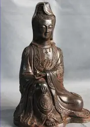 S0601 коллекционная бронзовый лев статуя Тибет Буддизм храм Медь Бронза Восемь сокровища комфортно гуаньинь кван юн (B0413)