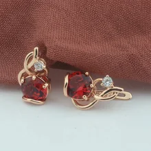 FJ новые женские белые Кристальные висячие серьги 585 красный камень витые висячие серьги