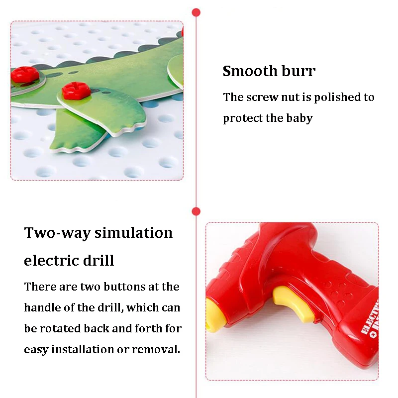 DIY детские развивающие сверла гайка разборка спичка инструмент малыш отвертка электрическая дрель собранная игрушка строительные блоки наборы Gif