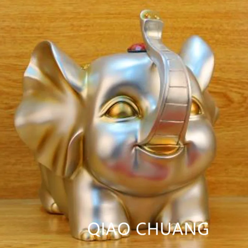 

10 Inches NEW Resin Crafts European Antique Silver Elephant Pig Tissue Box Decorative Ornaments Creative Business Gifts S427