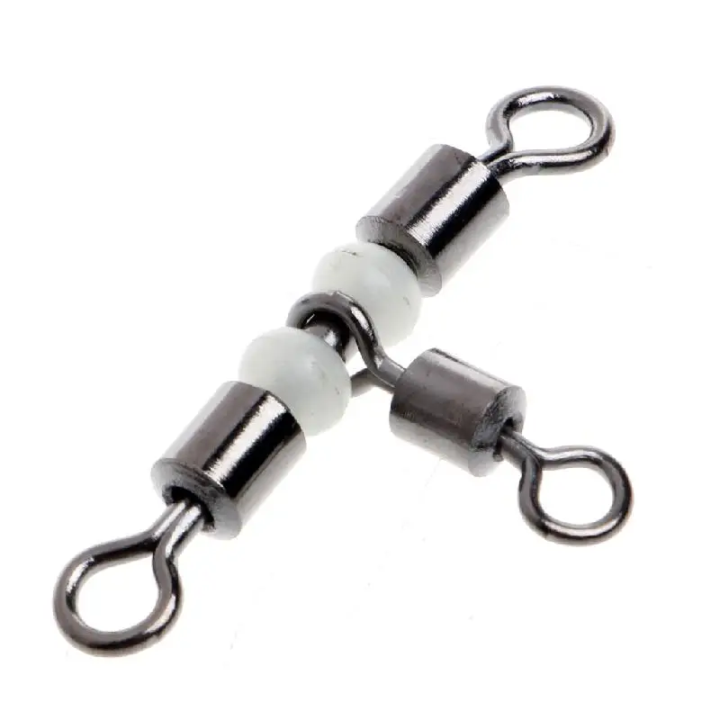 

10PCS Solid Luminous Ring Fishing Tackle Accessory equipment Fishing Rolling Triple Swivels Bearing Connector Fishing Hooks qyh
