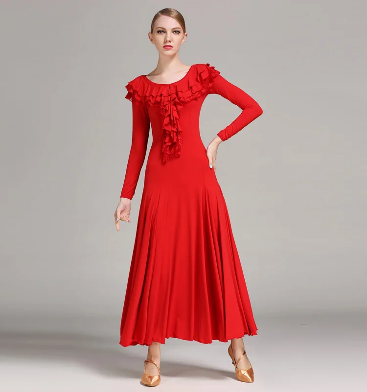 Дамская Современная Танцевальная юбка для взрослых длинное платье маятник национальный стандарт танцевальное платье для взрослых с