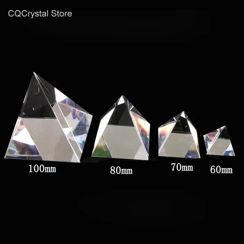 

60/70/80/100mm # K9 Clear Crystal pyramid Fengshui Energy Home Office Decor Table Ornament Kids Favor Gift