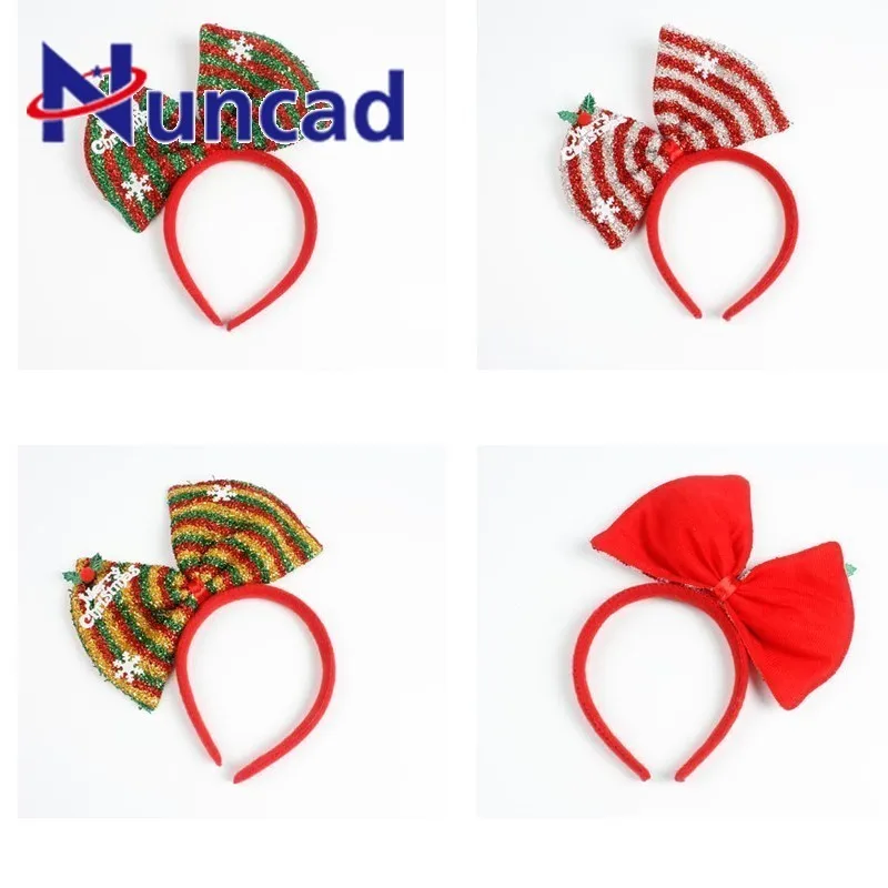 Christmas Cosplay Headband For Women Girls Striped Bow Headwear