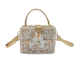 Модная вечерняя сумочка для выпускного вечера, сумочка-клатч с бриллиантовым цветком, роскошная акриловая Сумочка, вечерние сумочки для банкета, женская сумка на плечо - Цвет: silver