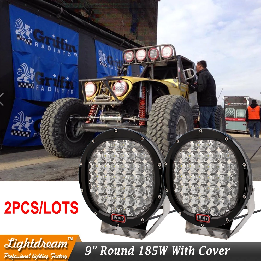 9 inch Round 185W LED driving light Spot Flood 12V 24V 4WD ATV UTE SUV