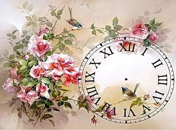Алмазная вышивка настенные часы цветок 5D DIY алмазная живопись наборы для вышивки крестом Алмазная мозаика, стразы украшение дома FC358