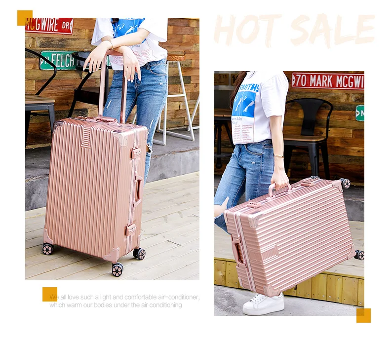 ZYJ Men Women Travel Trolley Luggages Hard Girls Aluminum Frame Alloy Business Rolling Airplane Luggage 20 24 29 Inch Suitcase (19)