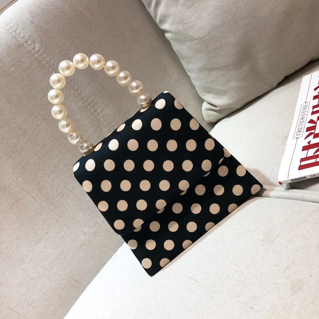 

2019 New Pattern Korea East Gate Pearl Wave Point Small Square Package Network Red Chain Hand Bill Of Lading Shoulder Satchel