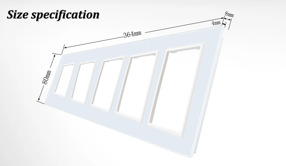 RainBo EU 5Frame-Square hole-glass-panel 364mm*80mm EU Standard-wall socket-DIY-Accessories A58W1