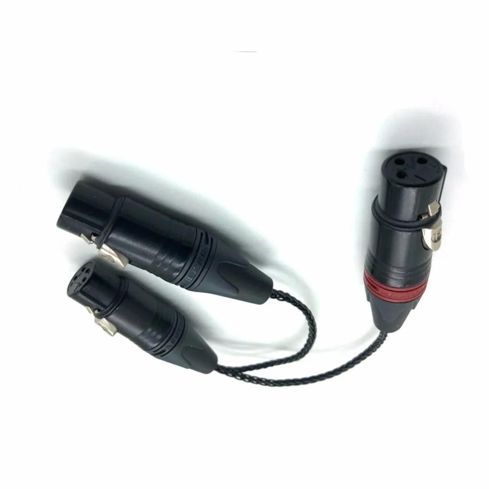 Бесплатная доставка 4pin XLR Female К 2x 3pin Hifi кабель аудио удлинители провод
