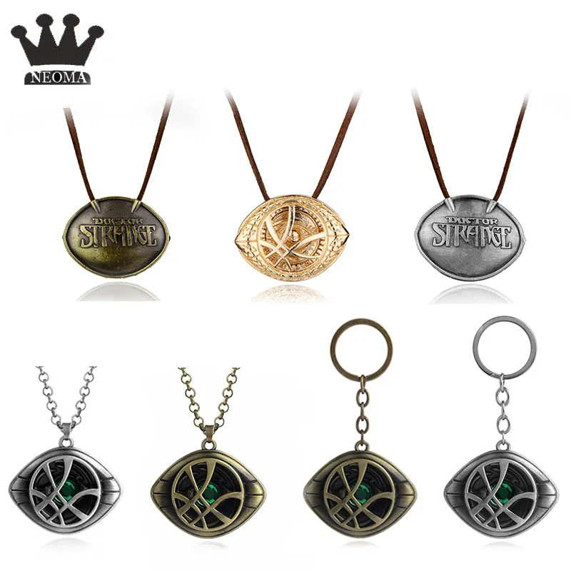 

20Pcs/Lot Wholesale Film Doctor Strange Eye of Agamotto Charm Necklaces Pendants Gold Bronze Rope Necklaces Jewelry
