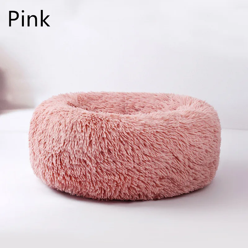 Long Plush Super Soft Pet Bed Kennel Dog Cat Round Winter Warm Sleeping Bag Puppy Pad Mat Portable Cat Supplies 40/50/60/70cm