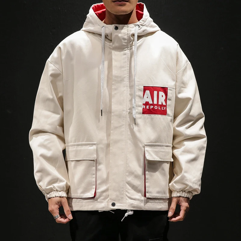 

2019 New Style Fashion Men's Plus Size Zip Patchwork With Hat Zipper Pocket Jacket Long Sleeve Warm