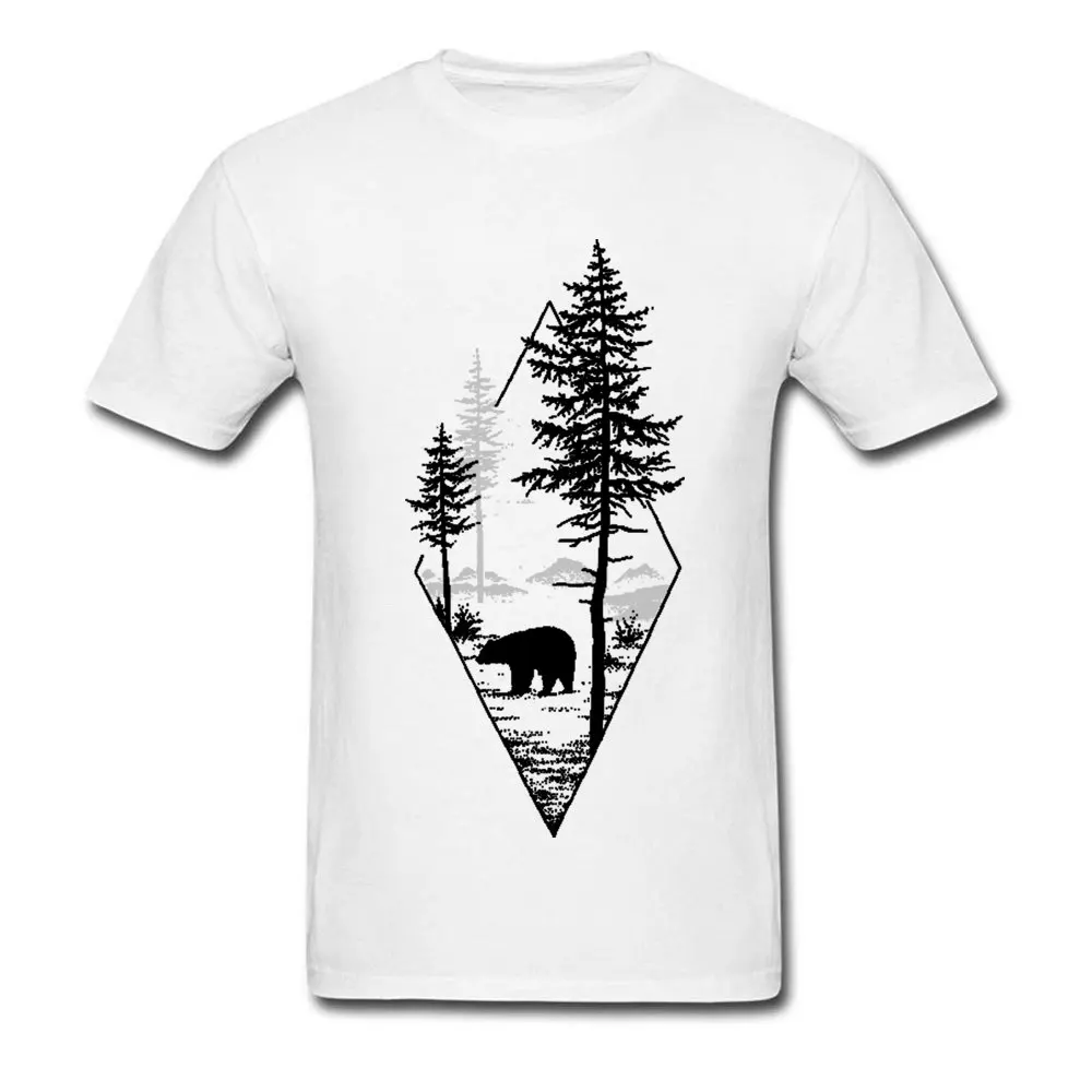 Bearintheforest190612 Custom Mother Day 100% Cotton Crewneck Male Tops Shirts Normal Tops & Tees Classic Short Sleeve T-Shirt Bearintheforest190612 white