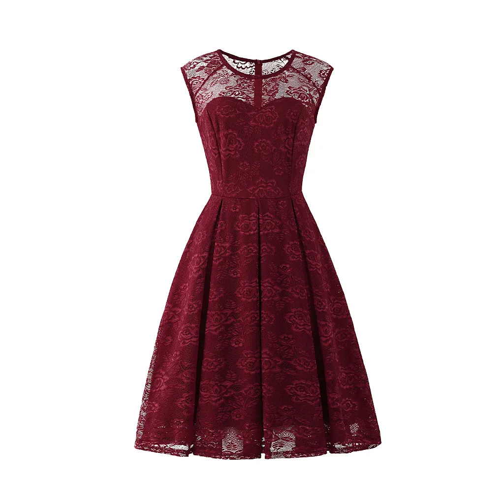 

DressesWomen's Sleeveless Floral Lace Solid Vintage Country Rock Dress Suits vestidos de fiesta de noche #001
