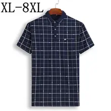 Новинка, летняя Клетчатая Мужская рубашка поло размера плюс 8XL 7XL 6XL, Повседневная Деловая Мужская рубашка поло с коротким рукавом, высокое качество, Camisa Polo