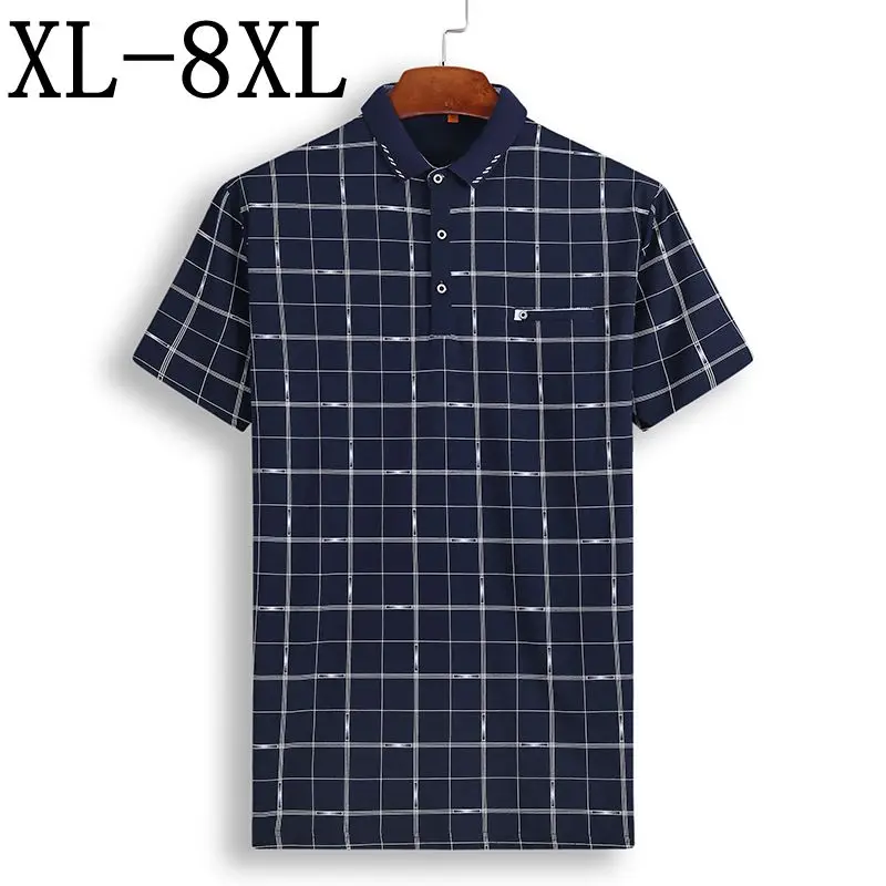 

Plus Size 8XL 7XL 6XL 2019 New Summer Plaid Men Polo Shirt Casual Business Male Polo Shirt Short Sleeve High Quality Camisa Polo