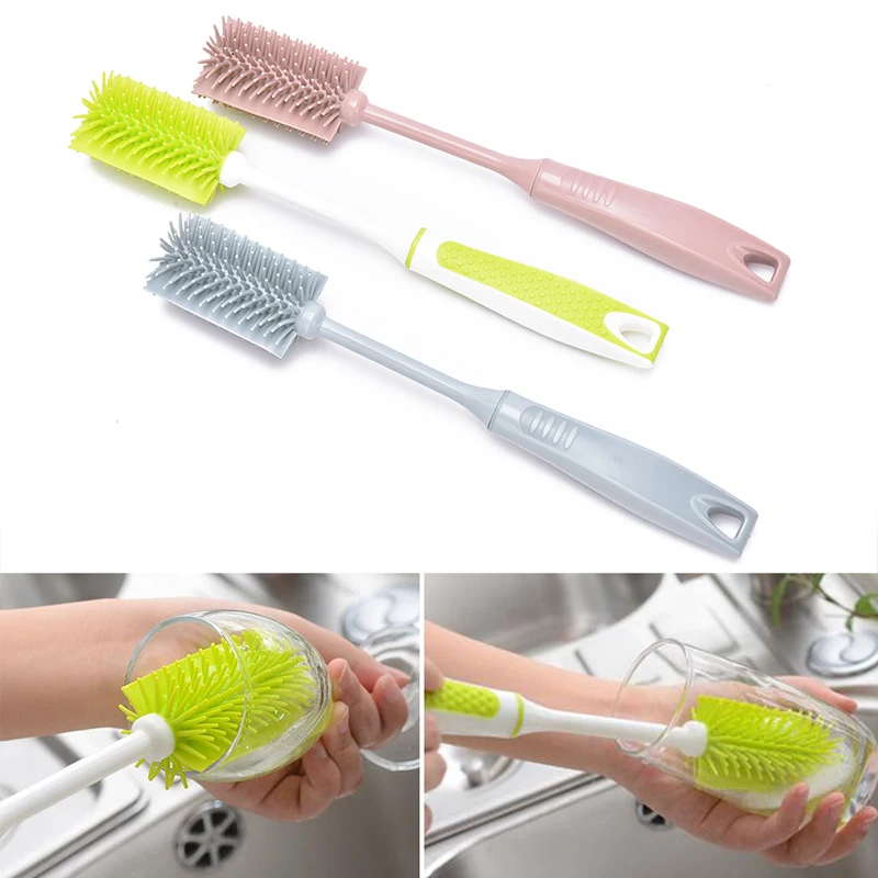Silicone Brush Long handled Cup Mug Home Kitchen Cleaning Tools