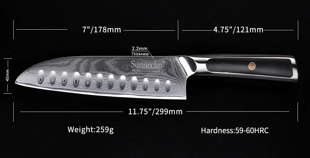 SUNNECKO 6 шт Кухня Набор ножей Slicer утилита Santoku шеф-повар Ножи ножи японский Дамаск VG10 Сталь Sharp G10 ручка