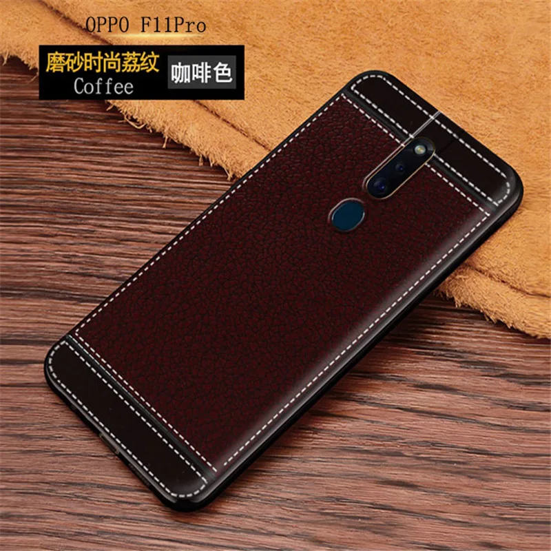 

Phone Case For OPPO F11 Pro Cover Shock Proof Silicone Litchi Leather Texture Soft TPU Bag Shell For OPPO F11Pro CPH1969 F11 Pro