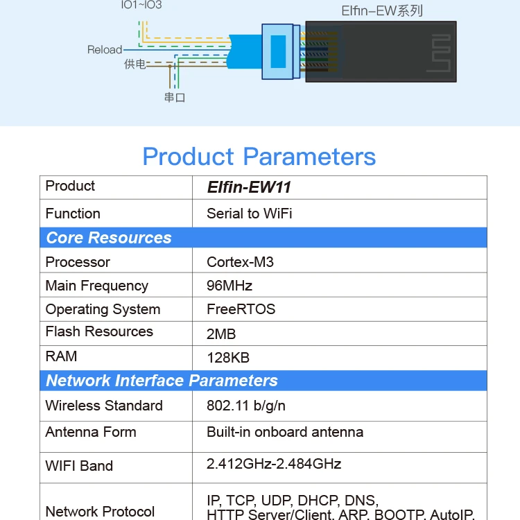 Последовательный порт RS485 к Wi-Fi устройство Серверный модуль Elfin-EW11 поддержка TCP/IP Telnet Modbus TCP протокол передачи данных через Wi-Fi