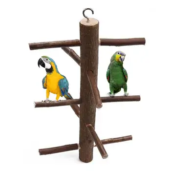 

2019 New Arrivials 1Pc 26.3cm Pet Parrot Raw Wood Fork Tree Branch Stand Rack Toy Hamster Branch Perches For Bird Cage