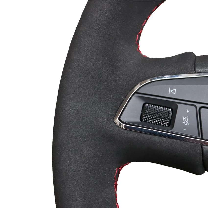 Черный замшевый ручной сшитый чехол рулевого колеса автомобиля для Seat Leon Cupra R 2013- Ibiza Cupra- Ateca FR