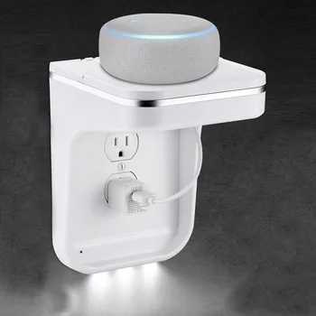 

EPULA Hot Sale Smart Home Wall Outlet Shelf Power Charging Shelf LED Outlet Cover Storage For Google Home For Amazon Echo Dot