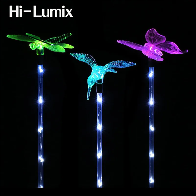 Beste Hi Lumix Solar licht 3 STKS RGB + Wit Hummingbird amp; Vlinder amp; Fee Dragonfly landschap decoratie Tuin Yard gazon oprit