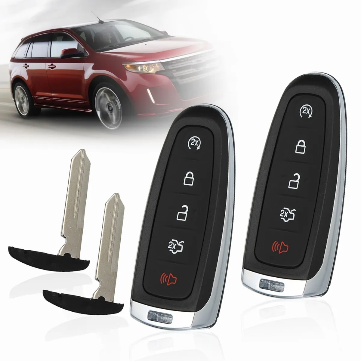 2Pcs 5 Buttons Lock Unlock Trunk Start Panic Remote Key