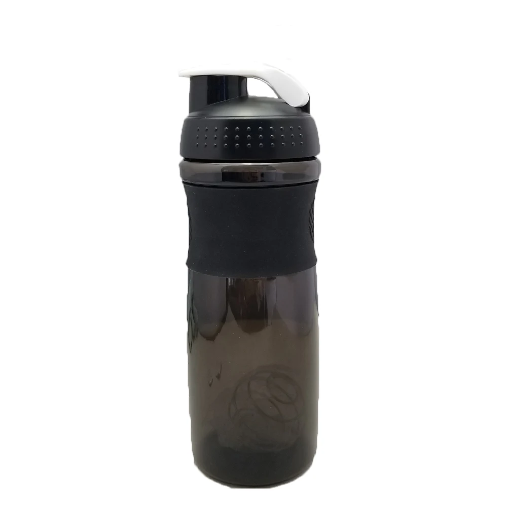 760 мл спортивный шейкер бутылка с шарик с венчиком спортивный сывороточный протеиновый порошок бутылка для воды фитнес тренажерный зал BPA-Free Мощный герметичный - Цвет: Черный