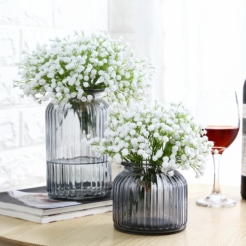 Короткая настольная стеклянная ваза гидропоники многоцветные прозрачные сушеные цветы украшения для дома