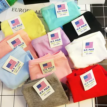 

Foreign trade original single cotton pure cotton black and white ash powder big red leisure mid-waist lady triangle underwear