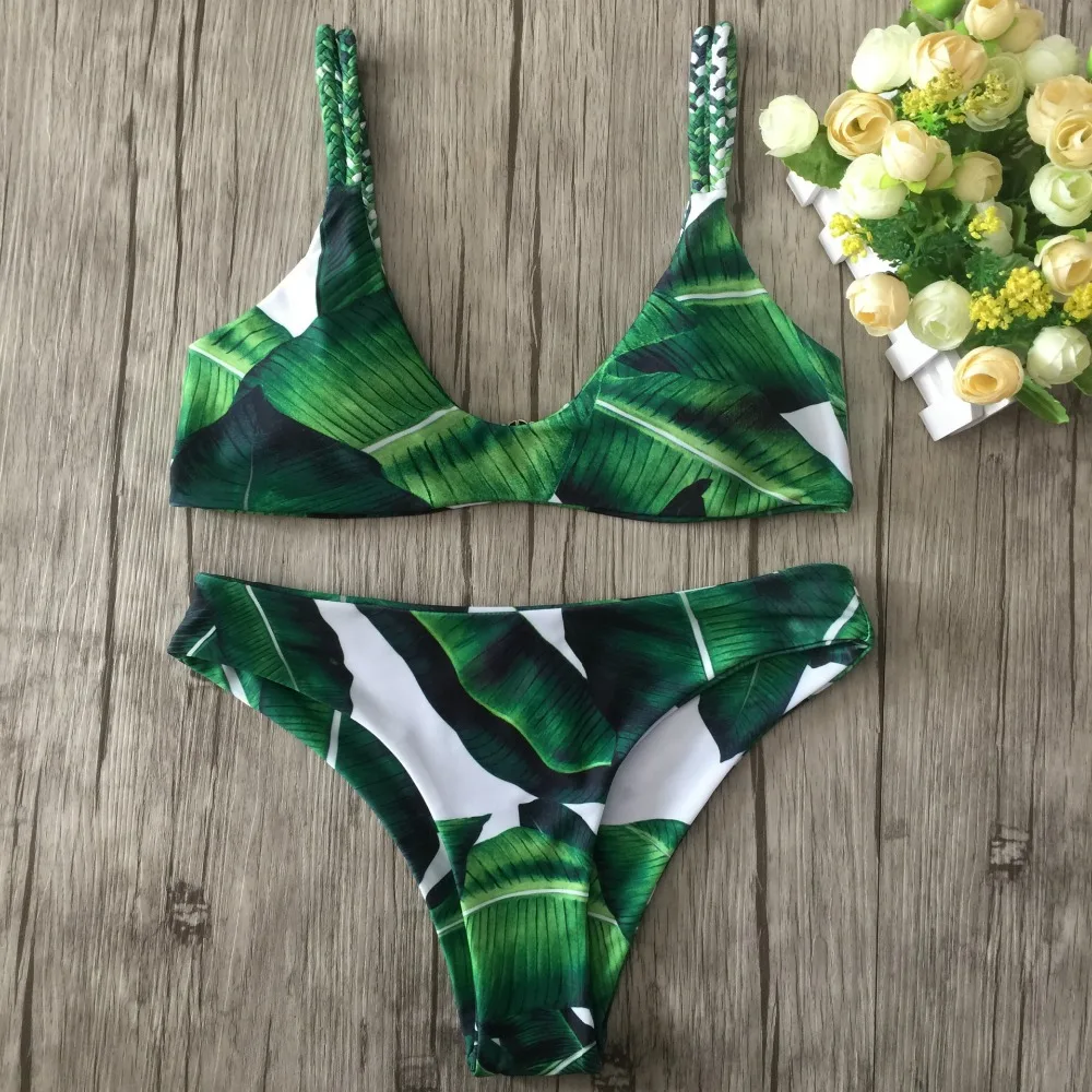 2018 Sexy Strappy Bikini Bandage Swimwear Leaves Tropical Swimsuit Retro Bikini Set Brazilian Bikinis Women Bathing Suit E968 2018 Sexy Strappy Bikini Bandage Swimwear Leaves Tropical Swimsuit Retro Bikini Set Brazilian Bikinis Women Bathing Suit E968
