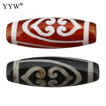 

YYW 5pcs/Lot Natural Tibetan Agata Onyx Dzi Beads Elegant Double Heart Vajra Dorje Grade Aaa Vintage Jewelry 28x10x10mm