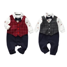 Весенне-осенняя модная одежда для младенцев костюм для малышей комплект одежды для маленьких мальчиков, комбинезон с галстуком-бабочкой, комплект с длинными рукавами для малышей