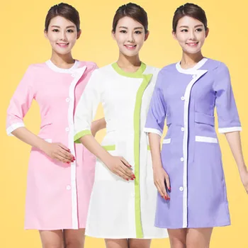 

2017 New arrive lab coat cotton medical nurse clothing spa uniform uniform women suit for dental clinic beautician 3 colors