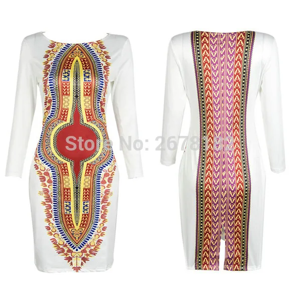 Африканская женская одежда новейшее белое Дашики модное платье succunt Африканский трандитивный Принт V шеи Дашики платье для женщин