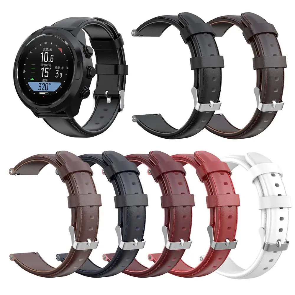 

New 7 Colors Genuine Leather Watchband For Suunto Spartan Sport Wrist Hr Baro Wrist Strap For Suunto9 D5i TRAVERSE 24MM