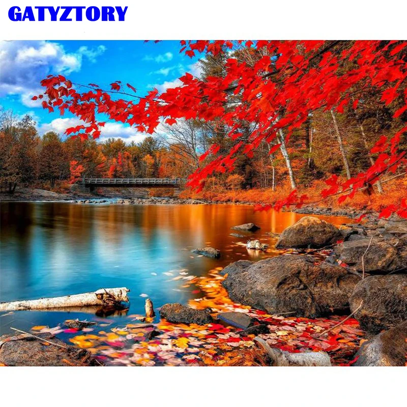 

GATYZTORY Frame Forest Landscape DIY Painting By Numbers Kit Coloring By Numbers Modern Home Wall Art Picture Unqiue Gift Arts