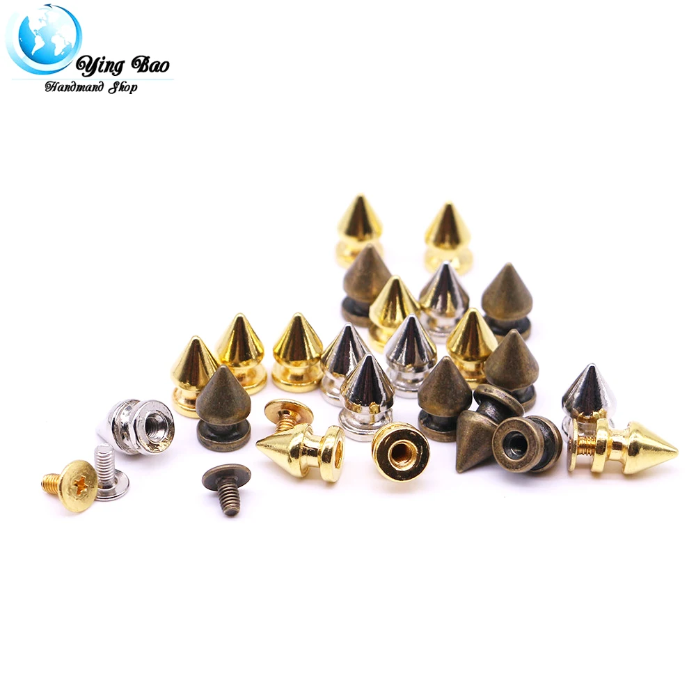 

50sets/pack 8mm (Diameter), 12.4mm (Height) spikes 8mm colorful spikes rivet accessories neon studs and spikes silver B-02