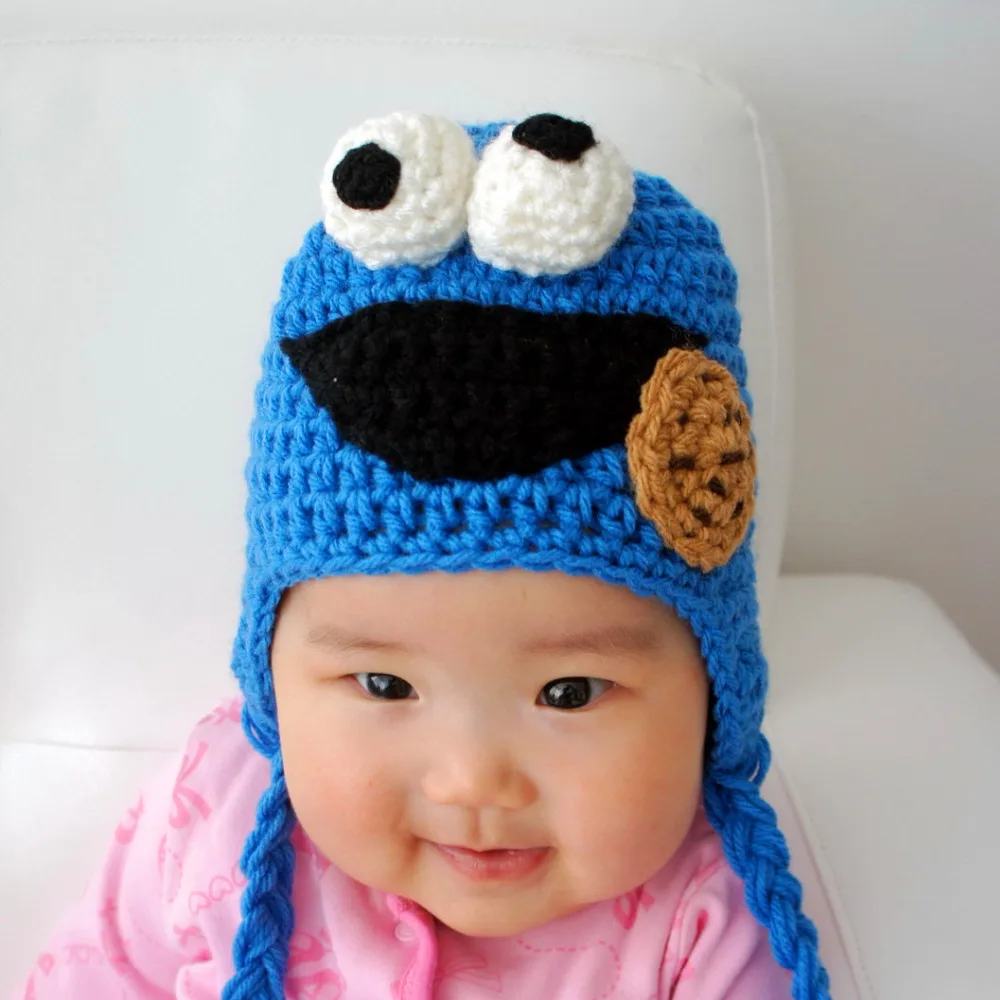 Crochet Cookie Monster Beanie, Cookie Monster Hat, Newborn Photo Prop, Photography Prop, Sesame