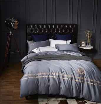 

60S Egyptian Cotton Embroidery Bedding Set 4Pcs King Queen Size Boho Bed Sheet set Duvet cover Pillowcases
