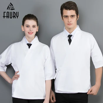 

Chef Sushi Uniform 100% Cotton Cook Jacket Unisex Restaurant Kitchen Bakery Waiter Work Wear High Quality Overalls White Black