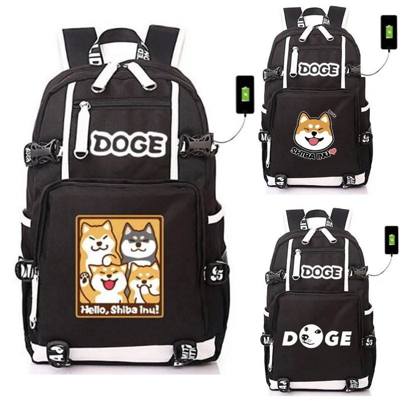 

Anime Cute Corgi Dog Shiba Inu Doge USB Backpack Rucksack Mochila Schoolbag Bag For School Boys Girls Student Women Men Travel